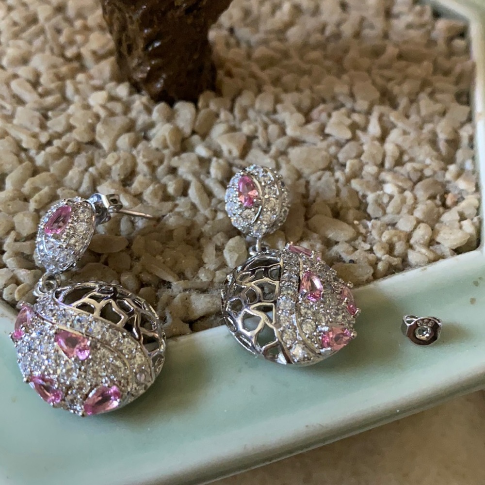 Vintage 925 pink morganite earring